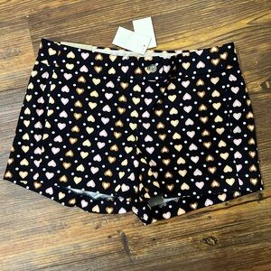 J Crew women 4 black oink 3”Heart Patterned Women's Shorts